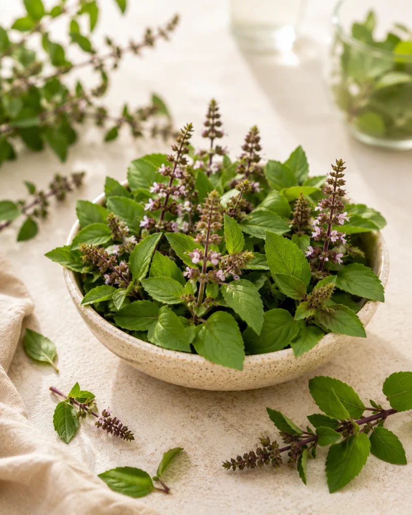 FORESTEA Tulsi Herbal Infusion crafted from naturally grown holy basil leaves